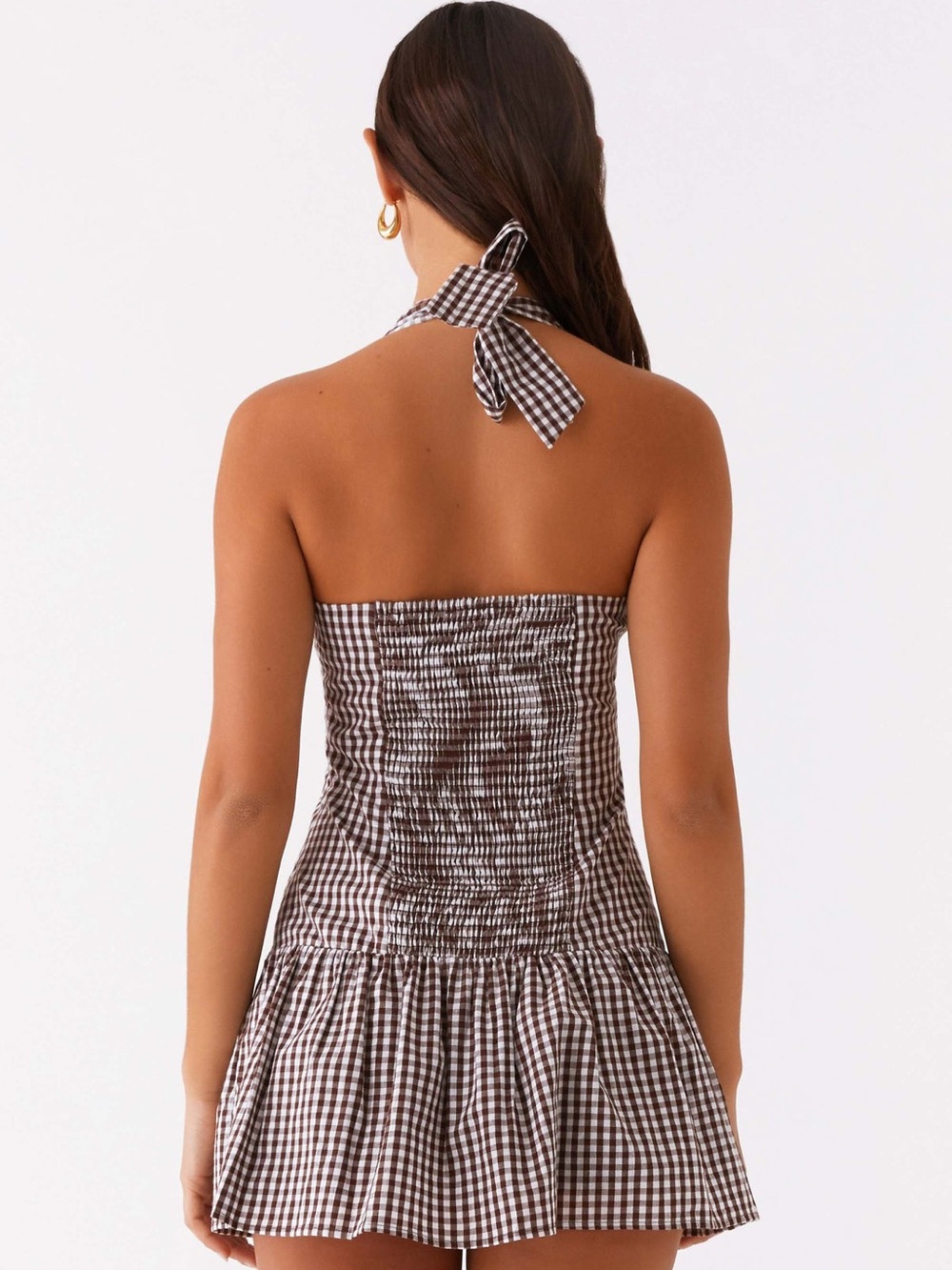 Peppermayo Black and White Gingham Halter Mini Dress - Picture 3 of 4